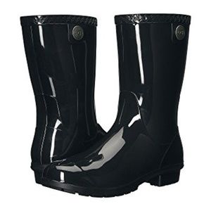 *NWT* Ugg Sienna Black Sheepskin Footbed Rain Boot